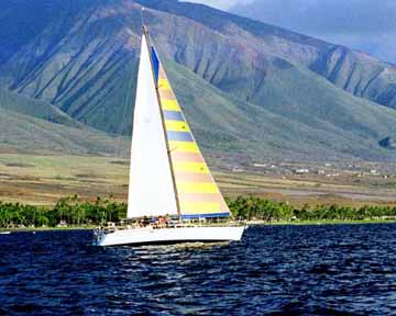 Sailboat near Lahaina, Maui, Hawaii.