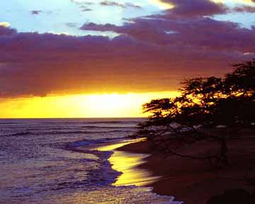 Sunset Along West Coast of Maui, Hawaii.